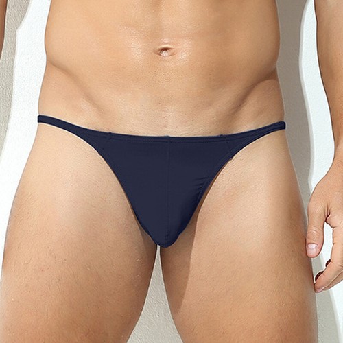 Men's Ice Silk Thong Underwear - Leopard Print Low Rise Bikini Briefs - Super Comfortable & Lightweight