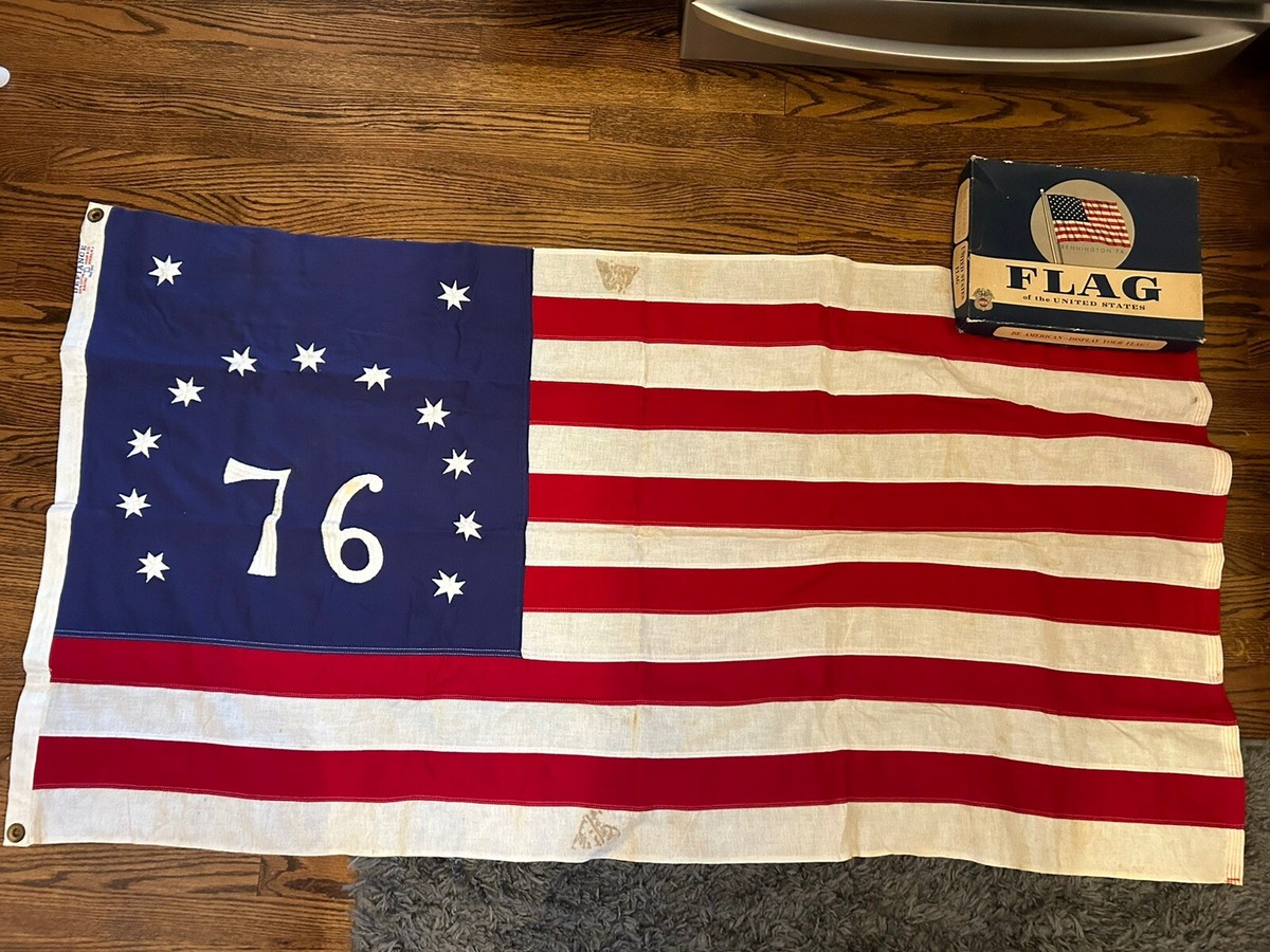 M*様 ヴィンテージ アメリカ国旗 Vintage Defiance Annnin Cotton 3' X 5' BENNINGTON 76 U.S.A.