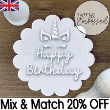 Happy Birthday Cookie Stamp Embosser Unicorn Fondant Cupcake Cookie
