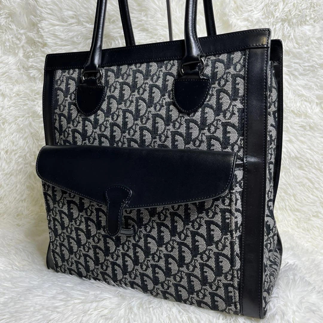 Sac fourre tout Christian Dior trotteur A4 toile cuir homme 32x31x16cm