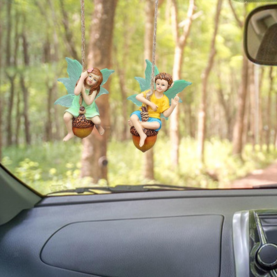 Garten Junge Mädchen Fee Hängen Harz Dekor Ornament für Außerhalb 2