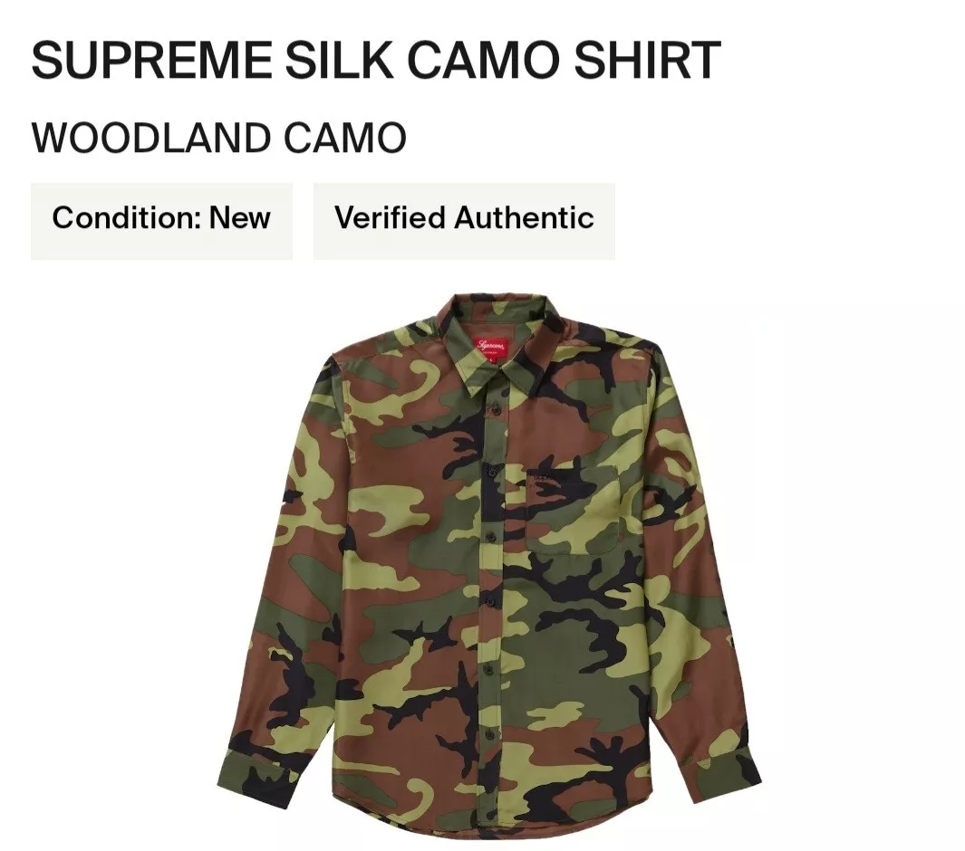 Chemise camouflage soie suprême camouflage Woodland XLarge SS19 DS authentique 