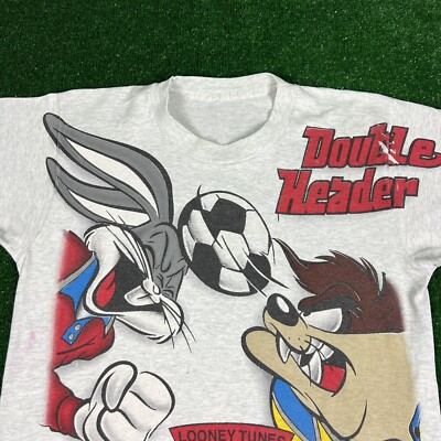 Vintage 90's Looney Tunes T Shirt Double Header Soccer Men Size M