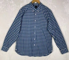 J. Crew Casual Shirt Mens XLarge Teal Gray Plaid Long Sleeve 100% Cotton