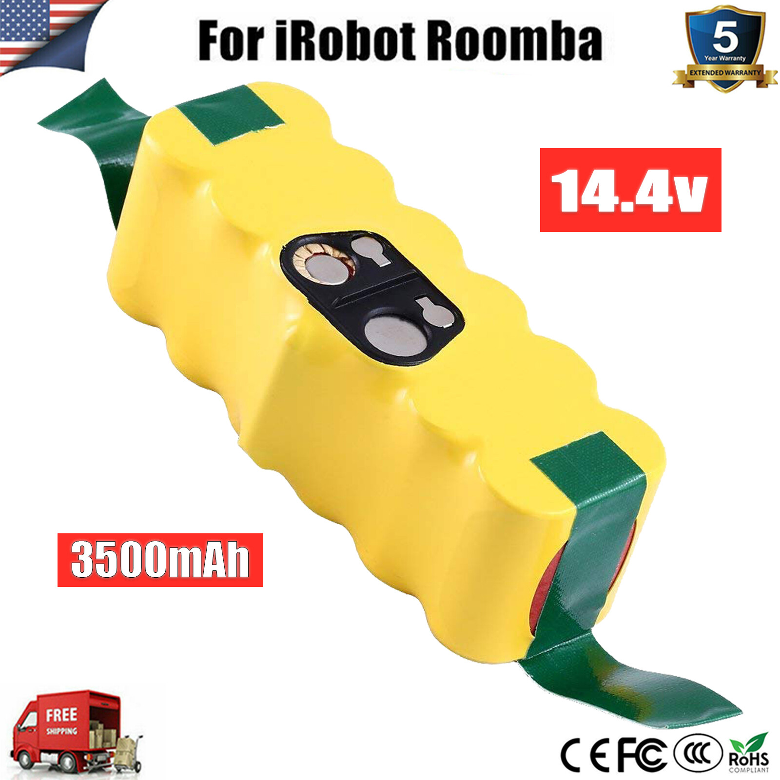 Kastar 2-Pack 14.4V 3.5Ah NiMH Batteries For IRobot Roomba 500-900 Series