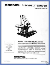 Copy of Owner's Manual for Dremel Disc/Belt Sander Model 1731