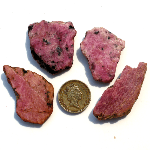 4 Pcs Burma Natural Corundum Ruby 34mm-49mm Untreated Rough Loose Gemstones Lot - Picture 2 of 14