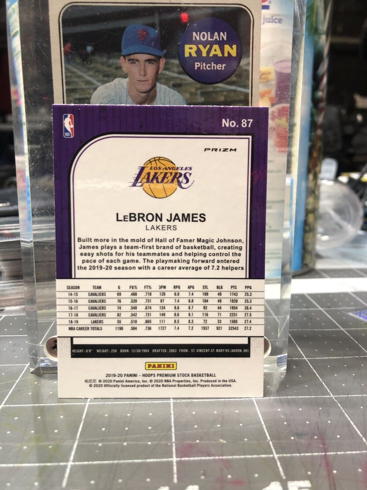 2019-20 NBA Hoops Premium Stock LeBron James Green Prizm Lakers #87