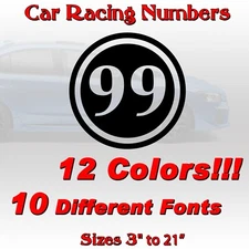 2 pack Racing circle numbers car door custom number rally sport die-cut decal V3