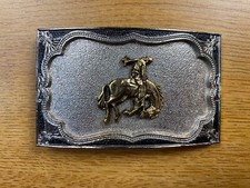 Vintage Silver and Gold Tone Bronc Rider Belt Buckle