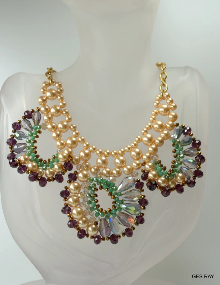 Beaded Rhinestone and Faux Pearl Necklace Collar Freedom at Top-shop* - Image 3 of 4