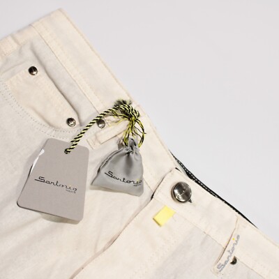 Sartorio Kiton NWD Five Pocket Jean Cut Pants Size 34 US In Beige Cotton/Linen