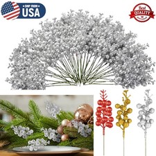10 PACK Christmas Glitter Berries Stems Xmas Tree Ornaments Wreath DIY Decor USA
