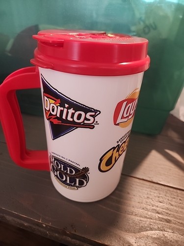 Vintage Whirley Thermo Cold Only Travel Mug Cup Logos Doritos Lays Cheetos Frito - Picture 1 of 7