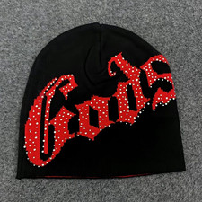 Black Red White Godspeed Graphic Print Beanie...
