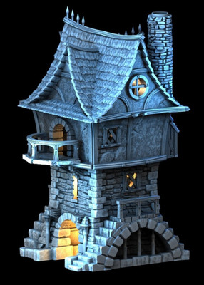 Tabletop Terrain: Gabled Dwelling, Giebelhaus überm Torbogen - DnD PnP Modellbau