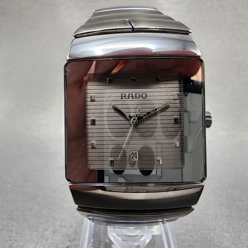 Rado Diastar Watch Men 29mm Silver Dial Ceramic Date Rectangle 152.0332.3 NewBat - Image 2 of 4