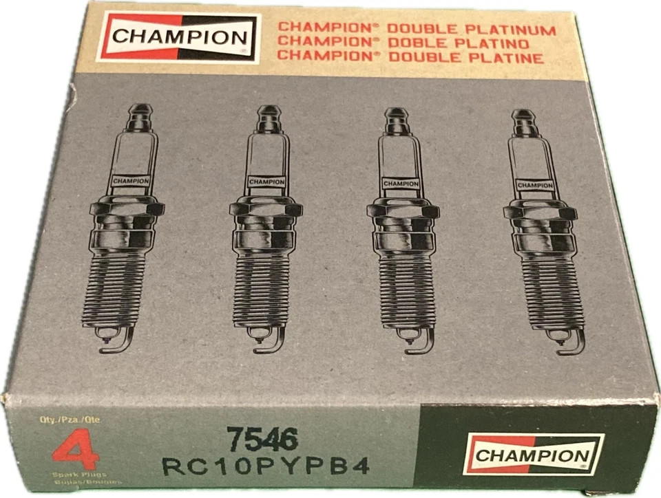 FOUR PACK Champion Spark Plug Double Platinum 7546 RC10PYPB4