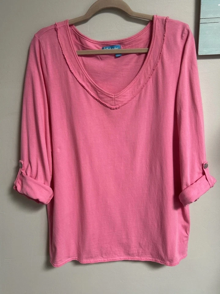 Blusa Top Fresh Produce Mujer XL/XXL Manga Enrollable Acogedora ROSA Informal Foto 3 de 4