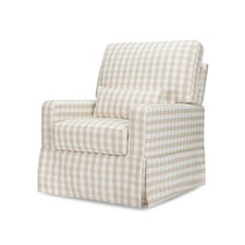Namesake Crawford Pillowback Comfort Swivel Glider in Tan Gingham, Water Repe...