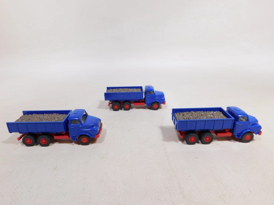 3X H0 1:87 Modelo LKW Kipper MAN Con Volquete Azul TOP #DX225-0,5 - Imagen 2 de 4