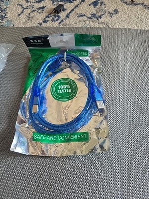 Computer Cables High Speed Transparent Blue USB 2.0 Printer Cable New