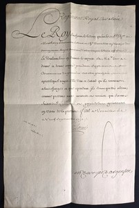 1754 - LOUIS XV Signed Royal Cavalry 7-Month Leave Montbarrey d'Argenson Rare