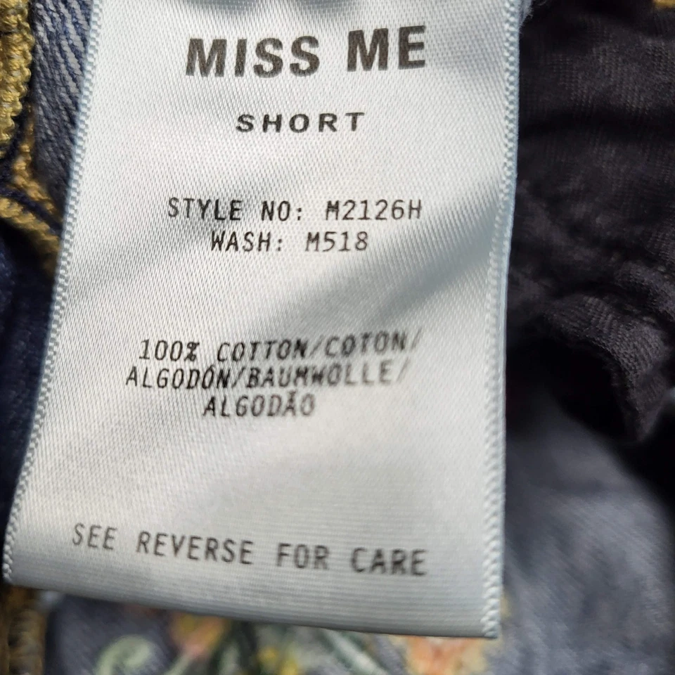 Pantalones Cortos Mujer Miss Me 25 Azul Denim Floral Bordado M2126H Foto 3 de 4