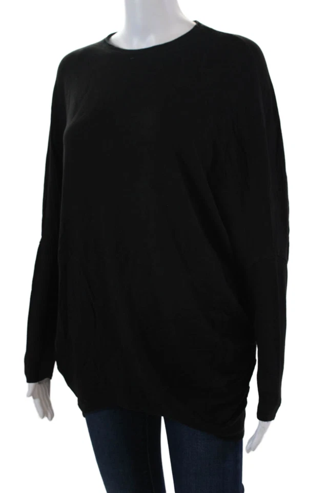 Helmut Lang Womens Stretch Batwing Long Sleeve Pullover T-Shirt Top Black Size P - Image 2 of 4