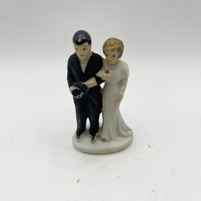 Vintage 1940s 3" Tall Bride and Groom Cake Topper or Figurine