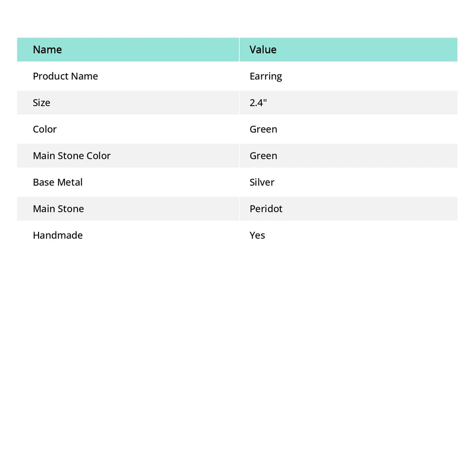 Peridot Gemstone Vintage Handmade 925 Sterling Silver Earrings 2.4" KE-479 h235 - Image 2 of 4