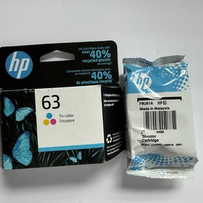 HP 63 Genuine Color Ink Original Cartridge Lot Of 2 Sealed Cartridges Exp. 2023