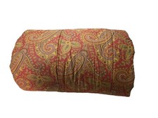 Vintage Ralph Lauren Queen Comforter Paisley Floral Red Gold Green Blue
