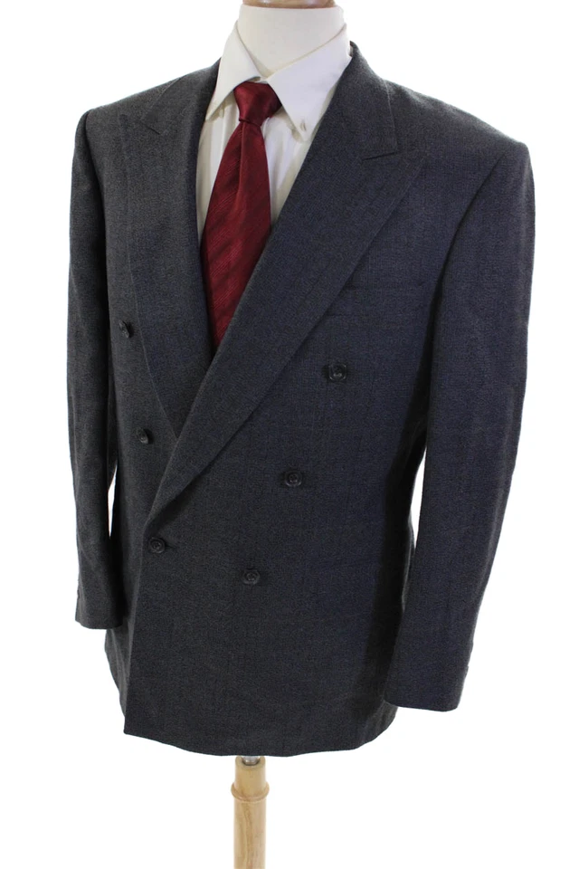 Blazer Henry Grethel Para Hombres Doble Pecho Manga Larga Forrado Gris Oscuro Talla 42R Foto 3 de 4