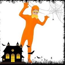 Adult Kids Spandex Costume Orange Full Body Invisible Morph Suit Party Book Week