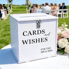 White Wedding Card with Slot Lock, Elegant Wedding Card Boxes for Reception...