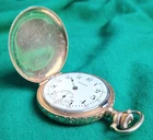 Antique Waltham  14K Gold Pocket  Watch Works  missing second hand crystal