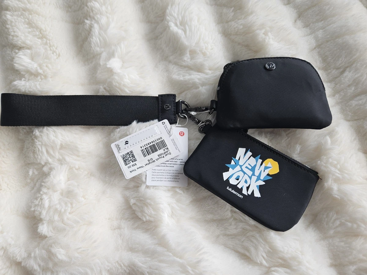 NWT Lululemon x New York Dual Pouch Wristlet, Black, New York
