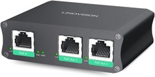 LINOVISION Industrial 2 Ports Gigabit PoE Extender, Passthrough and black