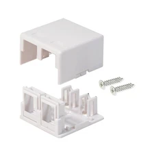 Logico 10 Pack Surface Mount Box 2 Port Double Hole Keystone Jack Cat5e/cat6 Whi