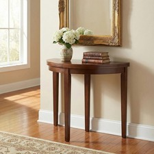 Dining & Console Table Hanover Round/Half Moon Extendable Walnut D:90cm