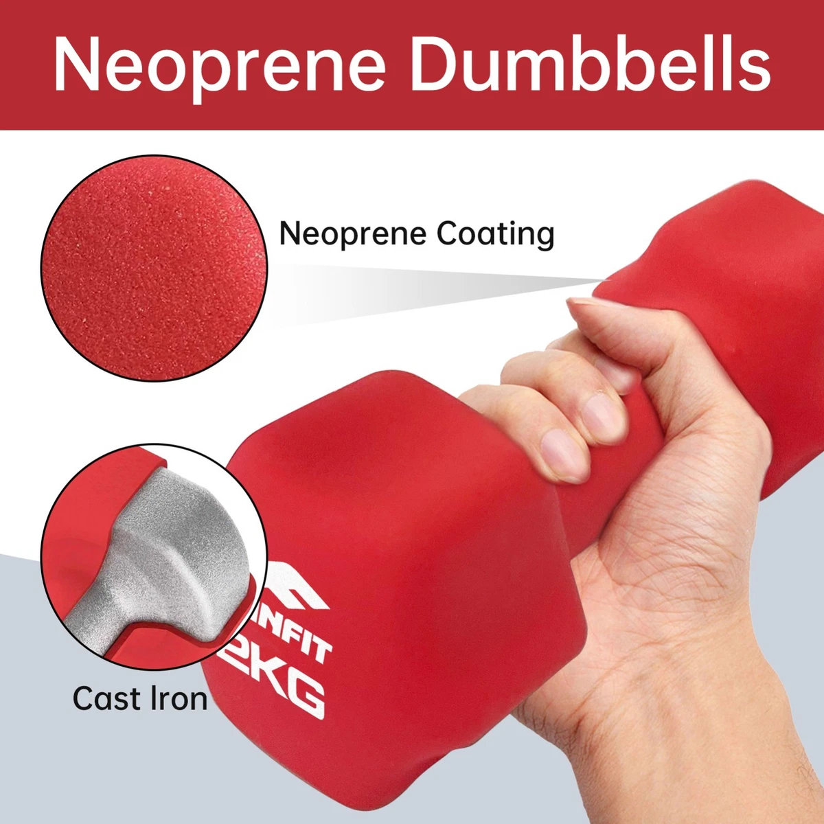 1KG -4KG Anti Slip Neoprene Dumbbells Set Weights Pair Hand Exercise Home Gym