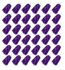 36PCS Cheerleading Pom Poms Metallic Foil Plastic Pom Poms with Baton Handle for