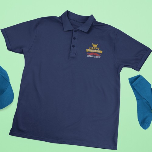 Personalised Embroidered Your Text Happy Father's Day Polo Papa Family Love - Picture 13 of 18