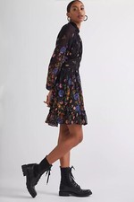 NEW Anthropologie Floral Chiffon Mini Dress Size 0 Z466-15