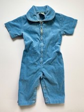 Neat And Nifty Vintage Corduroy Blue Infant Zipper Coveralls Jumpsuit, 9Month