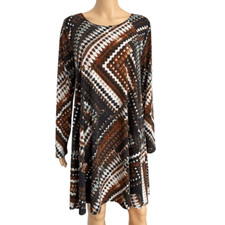 Karen Kane Women's Swing Dress THE WOODS Earth Tones Size L