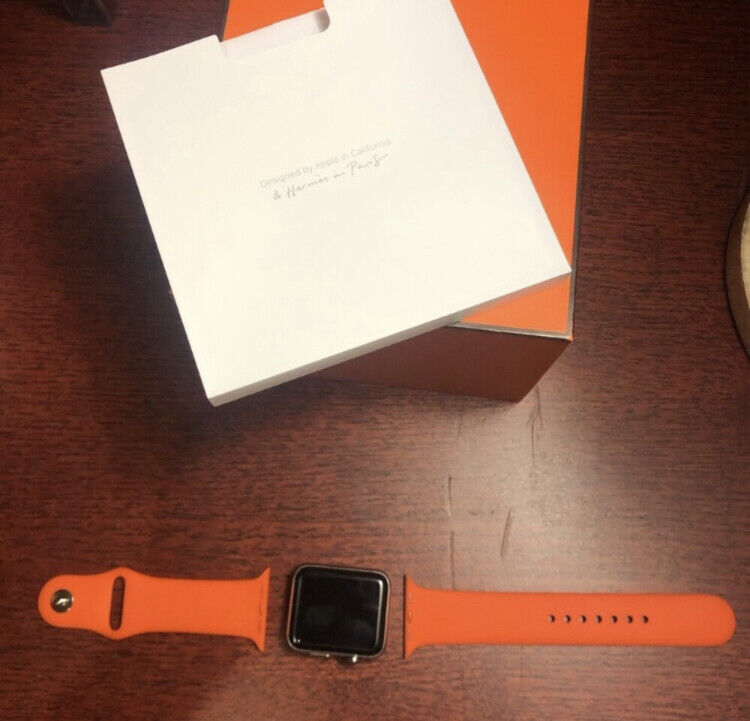 Apple Watch Hermes 42mm with RARE New sport Orange Band & Box