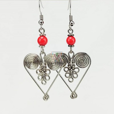 Maasai Market Africa Kenya Jewelry Silver Wire Masai Bead Dangle Earring 417-20 Maasai Market Africa Kenya Jewelry Silver Wire Masai Bead Dangle Earring 417-20