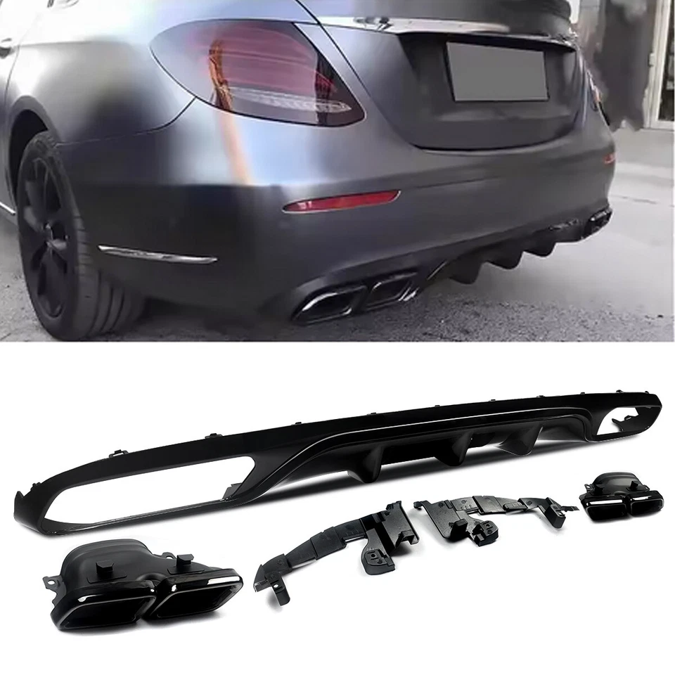Rear Diffuser Exhaust Tips Fits 2016-2020 Mercedes-Benz W213 E300 E400 E63 Style Foto 4 de 4